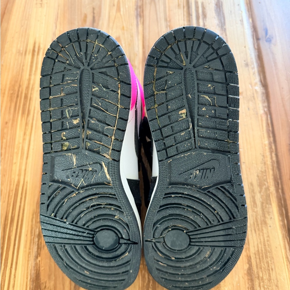 Air Jordan 1 Black, White & Pink High-Top Sneakers - Picture 9 of 10
